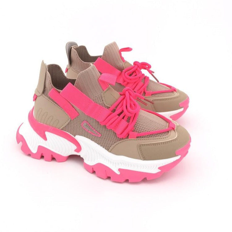 Djana Khaki/Pink Sneaker