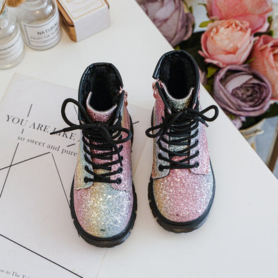 Kids Glitter Rainbow Boots