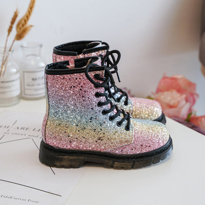 Kids Glitter Rainbow Boots