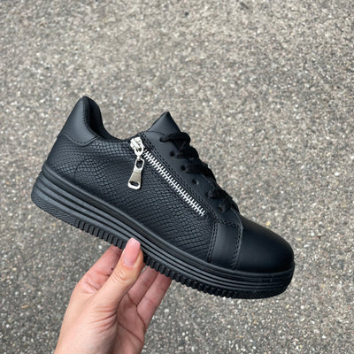 Snakey Zip All Black Sneaker