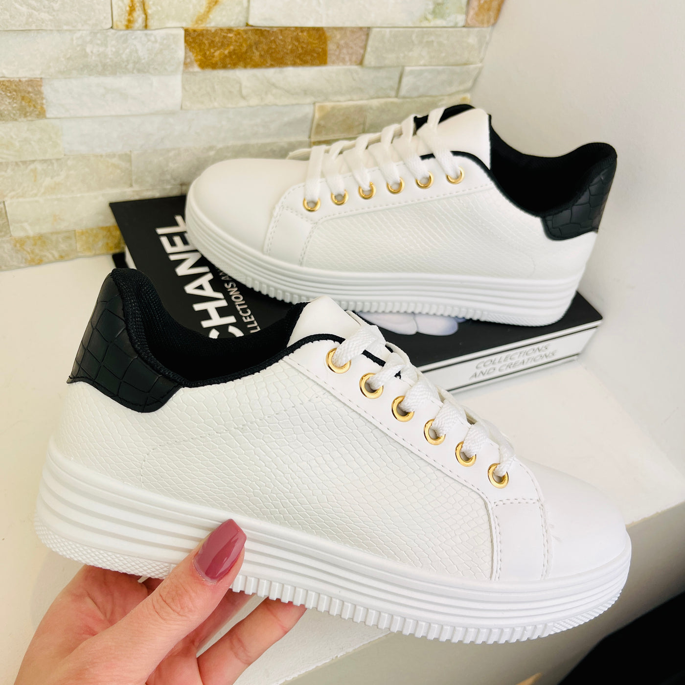 Snakey White/Black Sneaker
